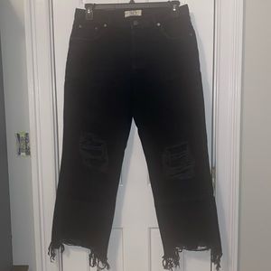 #220 FP Maggie Mid Rise Straight Black Jeans